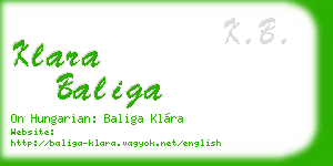 klara baliga business card